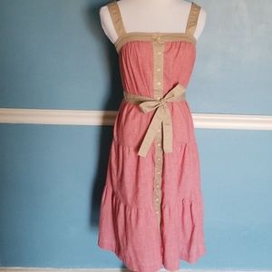 Vintage Light Red Button Up Sundress